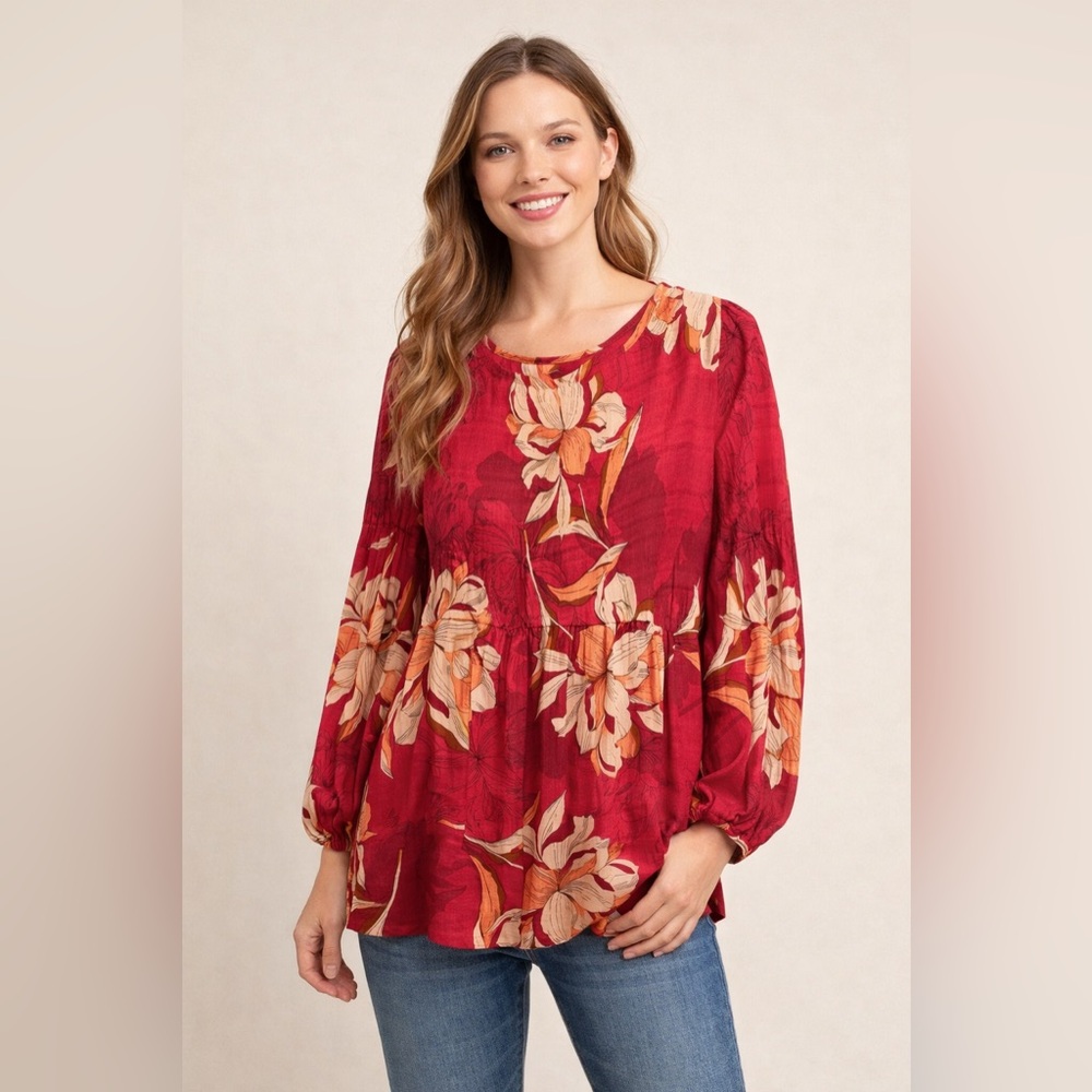 Boho Floral Ninety Clothing Co. Top Spring Lightweight Casual Fall Business